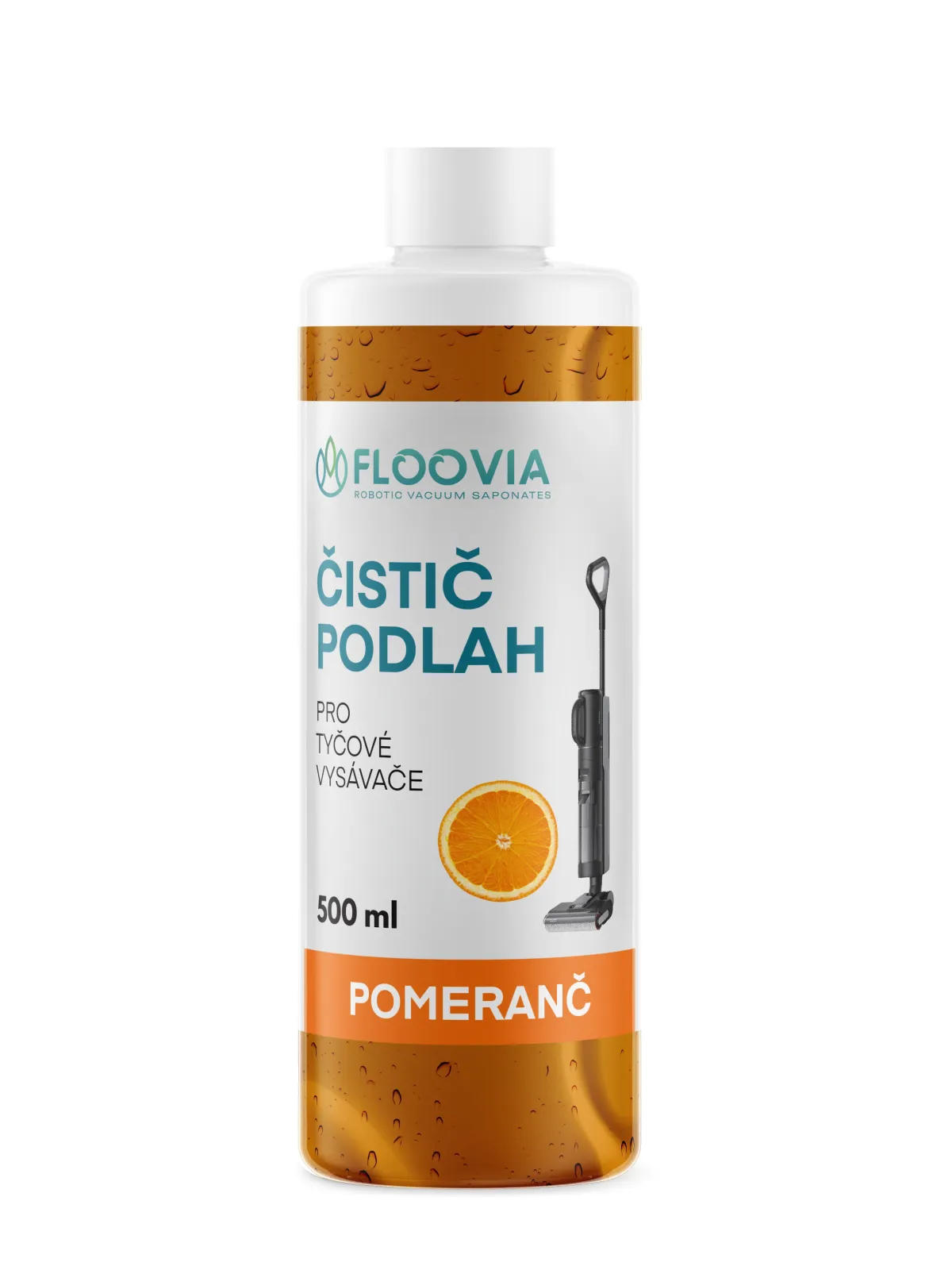 Čistič podlah do tyčového vysavače s mopem Floovia, pomerančová vůně — obrázek 2
